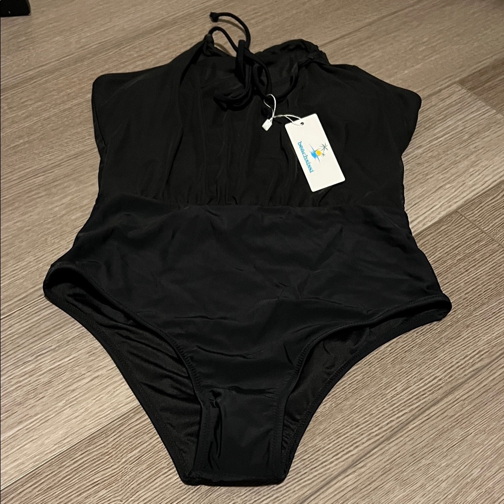 Black Halter One-Piece Swimsuit